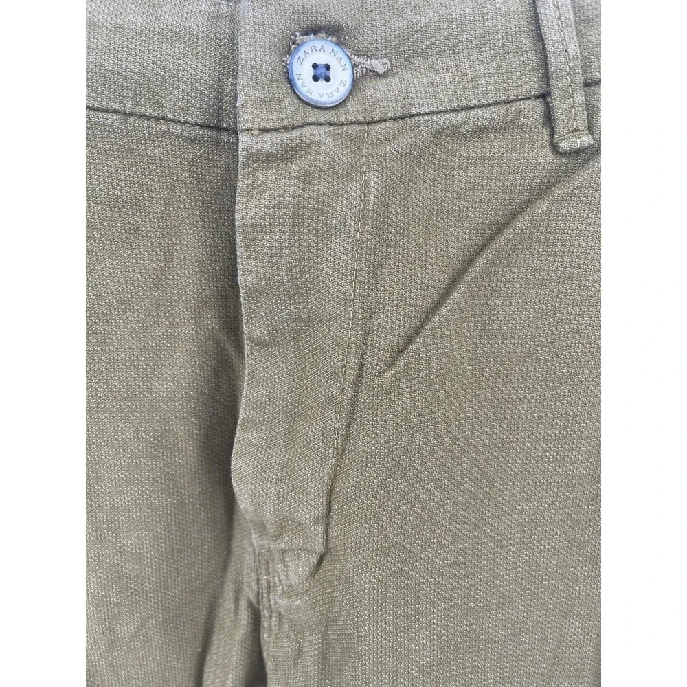 Zara Man Pants Size 32 Slim Fit Green Stretch Casual Chinos‎ Men